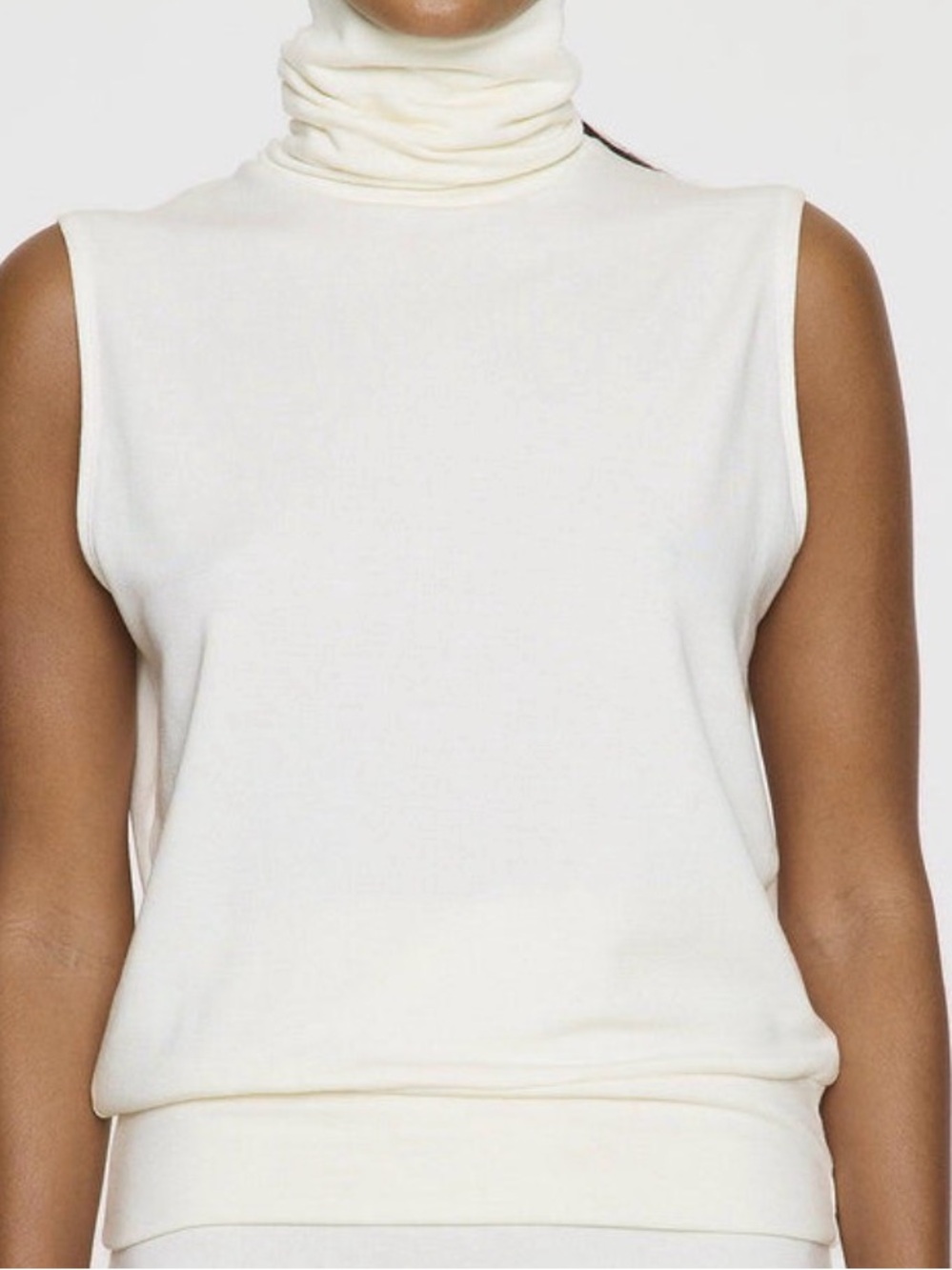 BleuSalt Sleeveless Turtleneck in Unbleached (off white) color